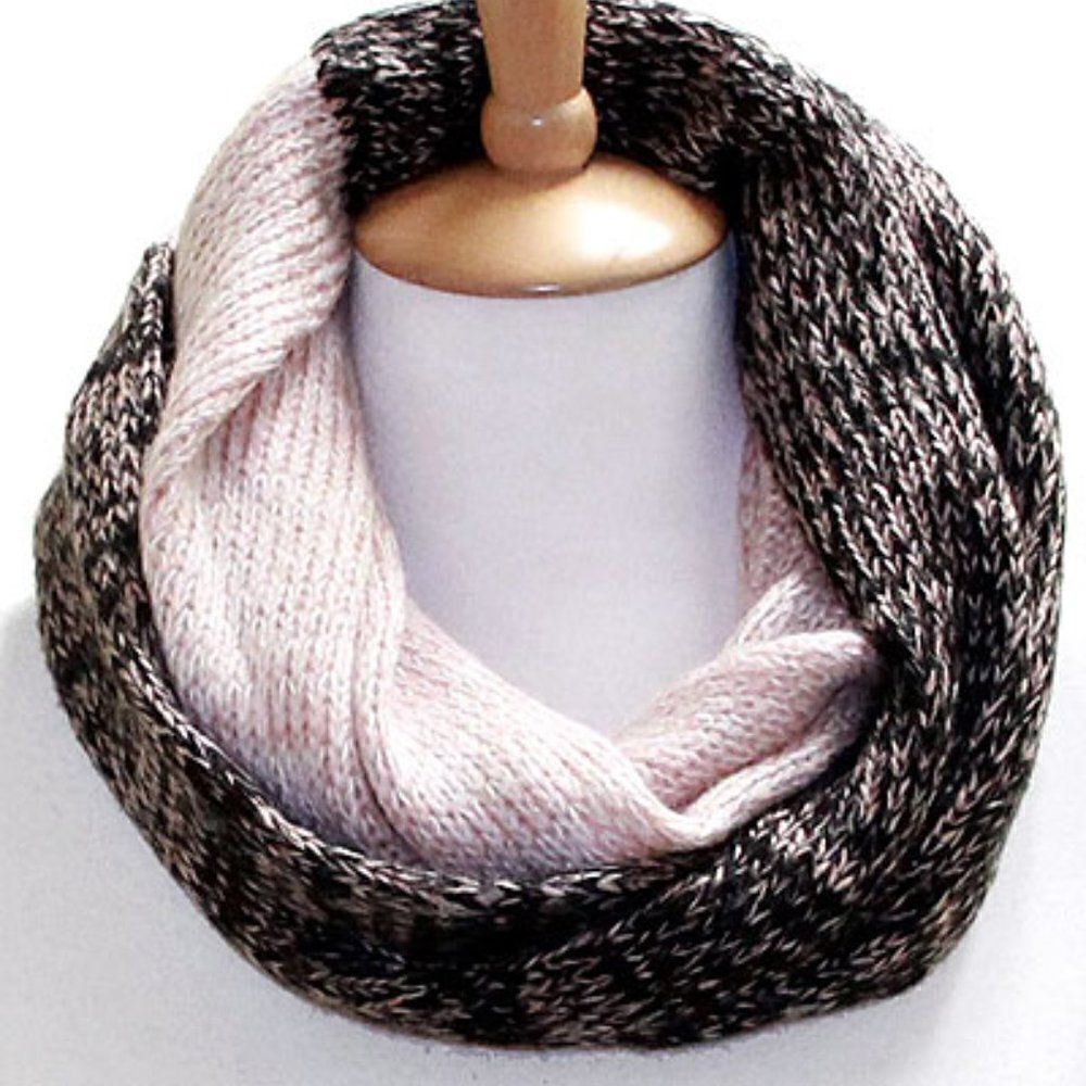 Pink and Black Infinity Winter Scarf